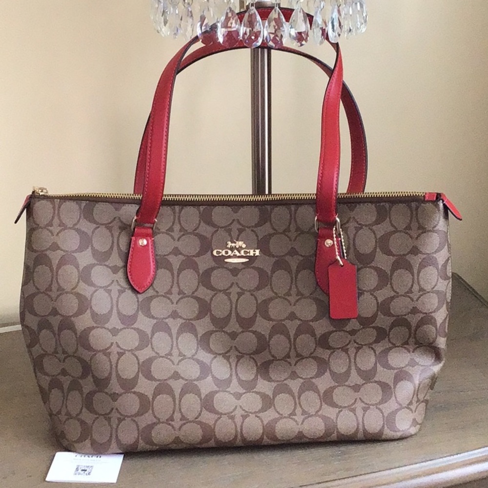 Coach double straps  large tote bag